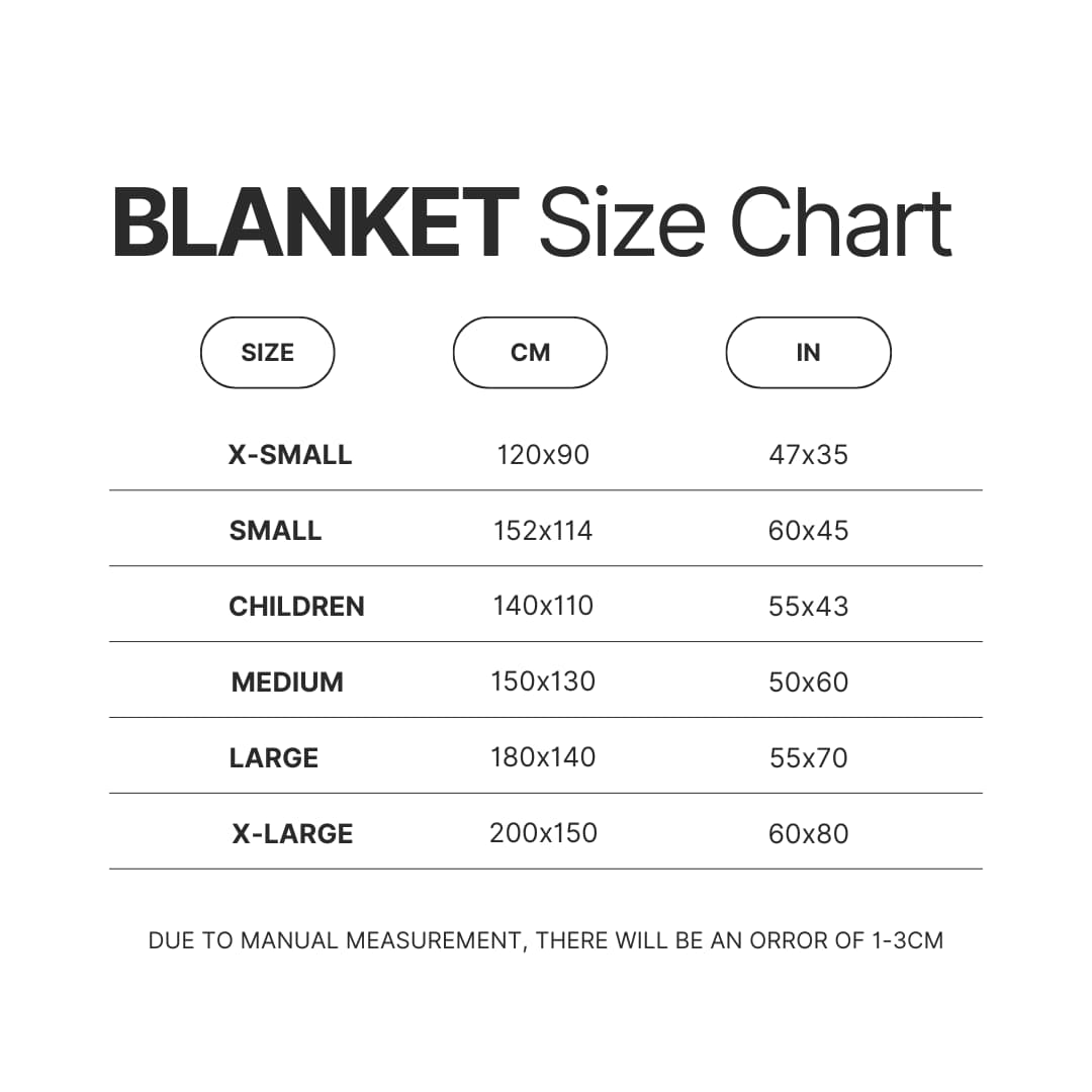 Blanket Size Chart - Hanako-Kun Merch